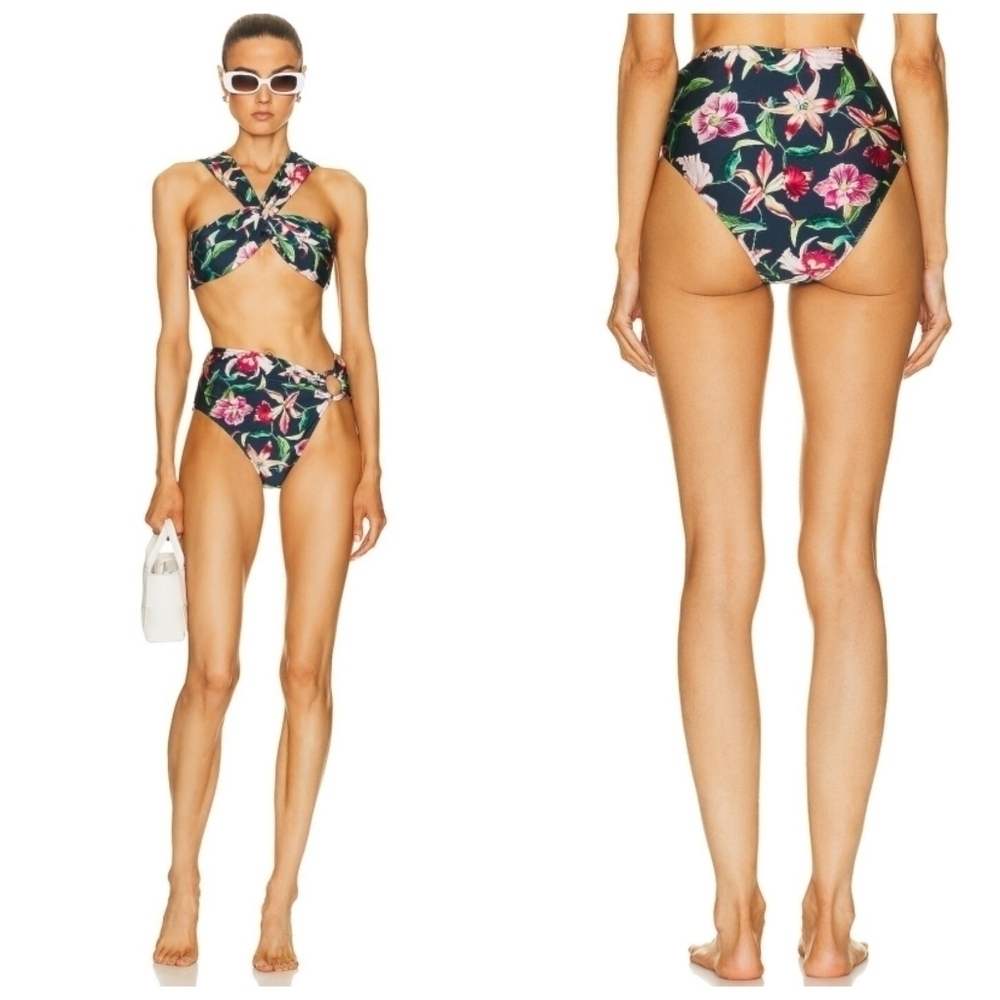 New PatBO Laelia Mid-Rise Midnight Swim Bikini Bottom NWT XS